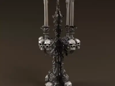 Candelabra Ghotic Low-poly 3D model