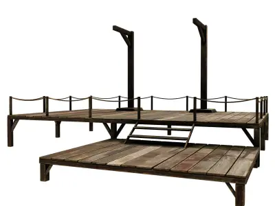 Medieval Triple Gallows Low-poly 3D model purchase