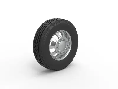 Front custom wheel of semi truck Version 22 Scale 1 to 25 3D print model