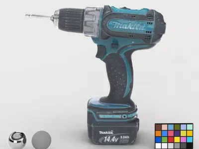 Drill Electric Used Makita Low-poly 3D model