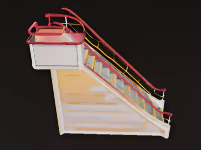 Minimalist Airport Staircase Low-poly 3D model