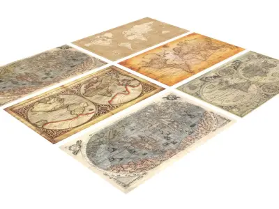 Old World Maps Set 3D model