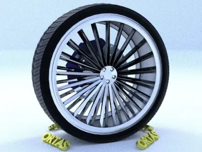 ORTAS CAR RIM 64 GAME READY RIM TIRE AND DISC 3D model