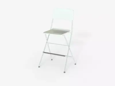 white Steel Folding Bar Chair 3D model