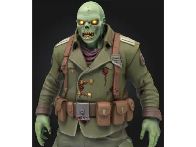 Zombie Soldier Military Low-poly 3D model purchase