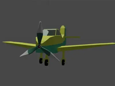 Low Poly Plane with propellers Free low-poly 3D model