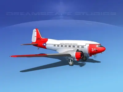 Douglas C-47 Dakota USAF V07 3D model