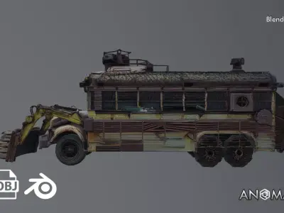 Post-Apocalyptic  Bus   Free 3D model