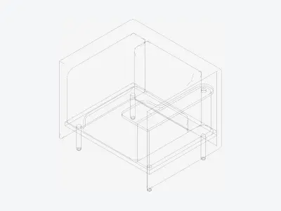 Sofa - Contemporary - Flame - Chair - Work Shelf - Right Low-poly 3D model