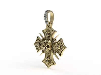 Skull Cross Pendant 3D print model