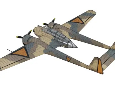 Fokker GI Jachtkruiser Low-poly 3D model