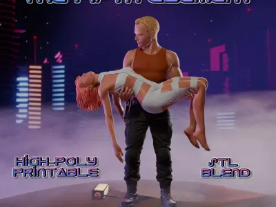 Leeloo and Korben Dallas  the Fifth Element taxi scene printable 3D print model