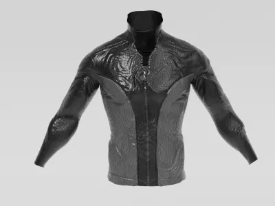 Mens Clothing Black Leather Biker Jacket Low-poly 3D model
