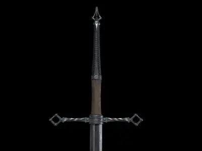 Medieval Realistic Long Sword Low-poly 3D model