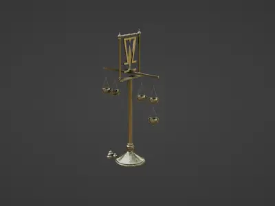 Scales balance scale with two pots Low-poly 3D model