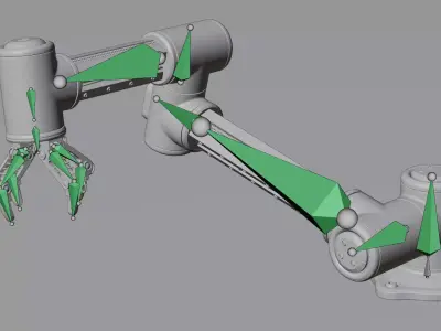 Robotic Arm with 4-Finger Gripper - V2 Rigged 3D model