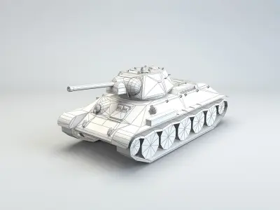 Low Poly T-34-76 1943 early medium tank Low-poly 3D model