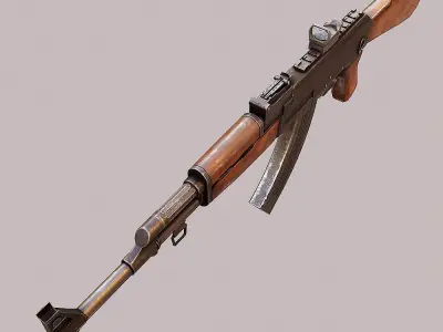 Ak47 assault riffle gun realistic pbr  ready 3d model  Low-poly 3D model