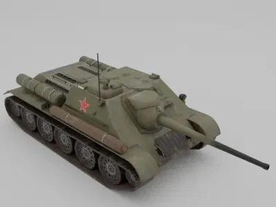 SU-85 Tank Destroyer Low-poly 3D model