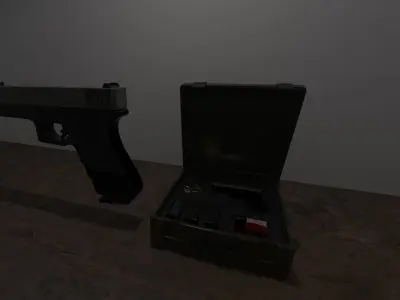 Glock gun on wooden table Free 3D model