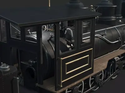 Old-fashioned steam-powered transport train 3D model