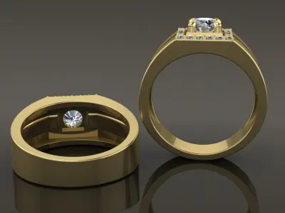 Diamond Square Halo Signet Ring Band Mix Size STYLE 33 3D print model purchase