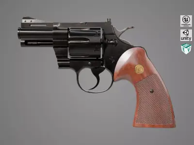 Revolver 05 Small Black All PBR Unity UE Textures Low-poly 3D model