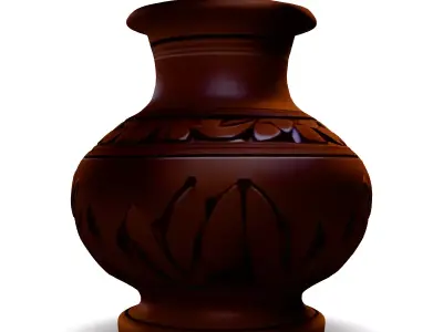 Ancient Clay Jug with Floral Design Low-poly 3D model