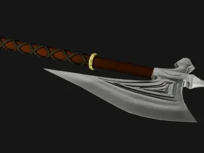 One-Handed Battle Axe Low-poly 3D model