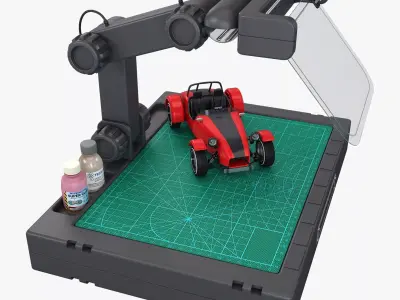 Modeling Workstation with Car M1 3D model