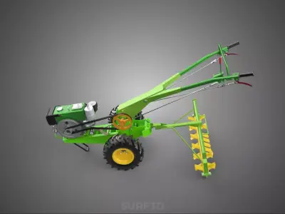 WALK BEHIND TRACTOR POWER TILLER HAND WALKING ROTARY ROTAVATOR 3D model