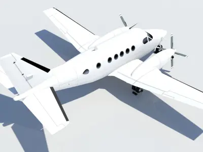 Beech King Air 100 Static  Low-poly 3D model