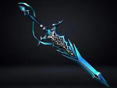 Futuristic Sword Low-poly 3D model 12