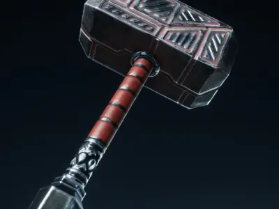 Hammer thor Low-poly 3D model