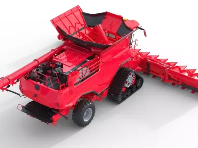 Grain Combine Harvester Low-poly 3D model