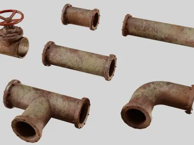 Modular Industrial Pipes Low-poly 3D model purchase