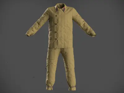 High-poly Soviet Padded Costume Military Uniform 3D model