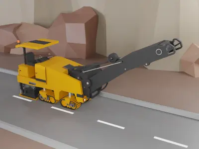Cold Planer Heavy Vehicle Low-poly 3D model