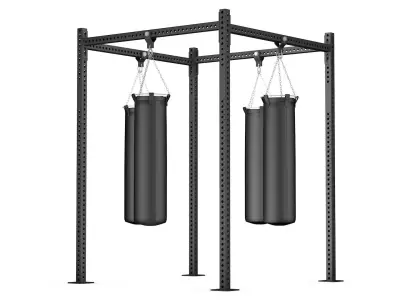 3 Heavy boxing stand with Punching Bags 3D model