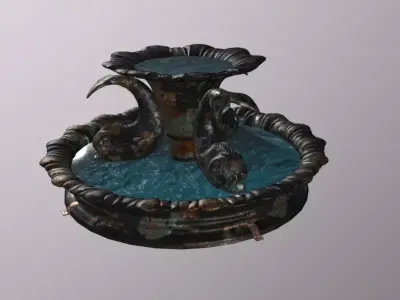 Fish Fountain Low-poly 3D model