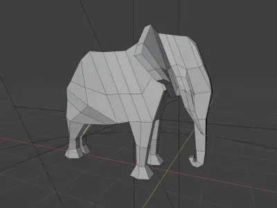 Elephant animal Low-Poly Game Dev Interior Statuette PBR Low-poly 3D model