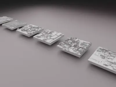 6 Mechanical and Sci-fi panels for kit bash 3D model