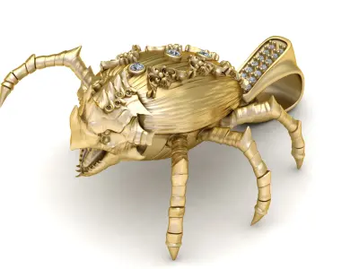 BEETLE GOLD INSECT PENDANT 3D PRINTABLE MODLE 3D print model