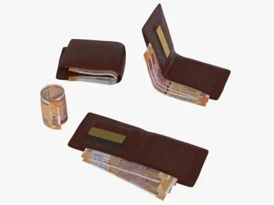 India 200 Rupee Wallet Money Purse 3D model