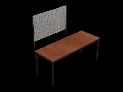 Garage Workbench Table with Pegboard Low-poly 3D model