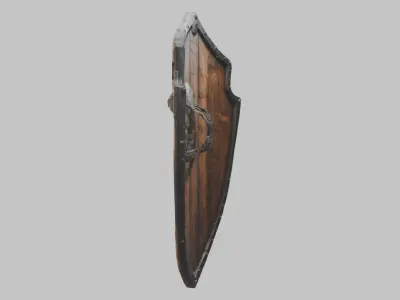 Medieval Fantasy Skull Wooden Shield Low-poly 3D model