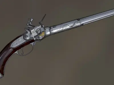 Repeating Flintlock Pistol Low-poly 3D model