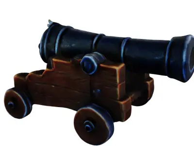 Stylized Pirate Cannon Free low-poly 3D model