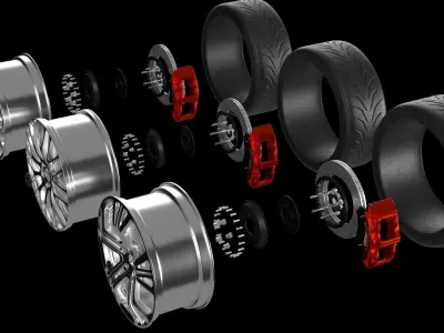 3 Car Wheel Collection Low-poly 3D model