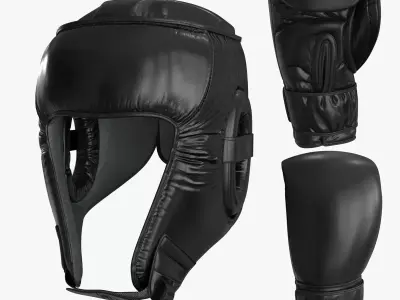 3D model Boxing Gloves Head Guard Collection Low-poly 3D model purchase